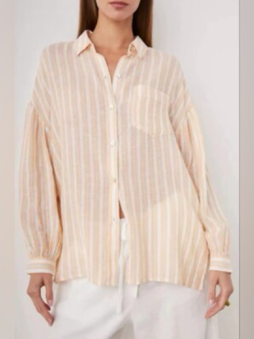 Rails Clio Linen Blend Shirt Button Down Clementine Stripe Women’s XS - Picture 1 of 13